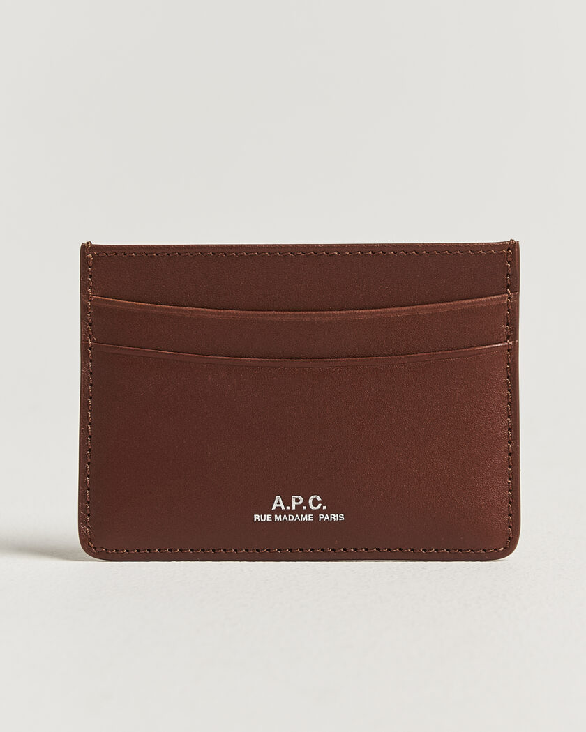 A.P.C. Calf Leather Card Holder Hazelnut – Braun