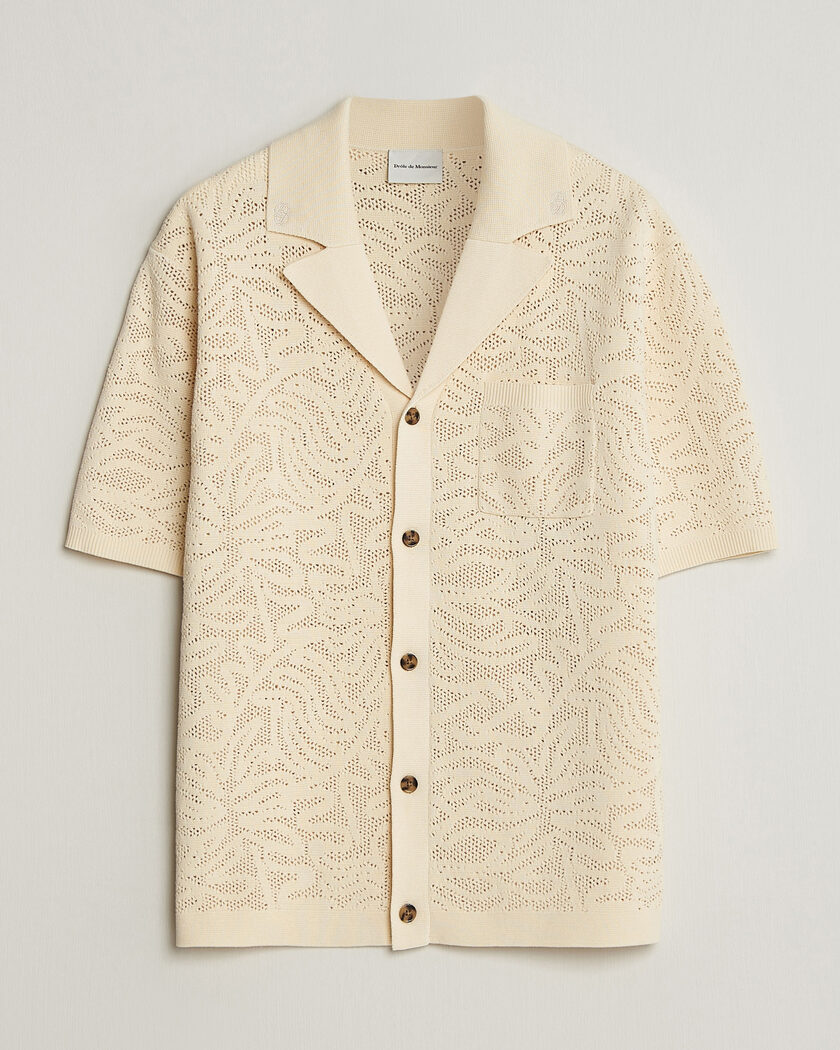 Drôle de Monsieur Knitted Resort Shirt Off White – Beige