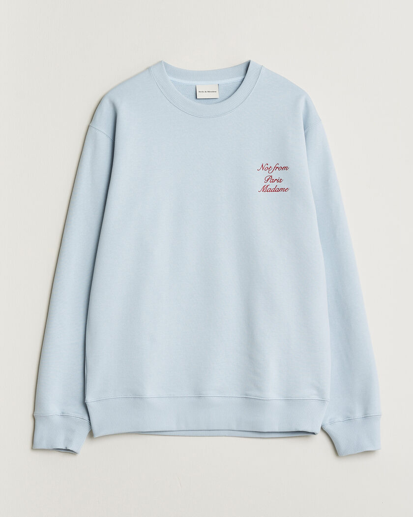 Drôle de Monsieur Slogan Cursive Sweatshirt Light Blue – Blau