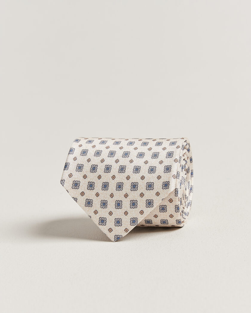  Amanda Christensen Silk Oxford 8cm Flower Tie Cream – Weiß