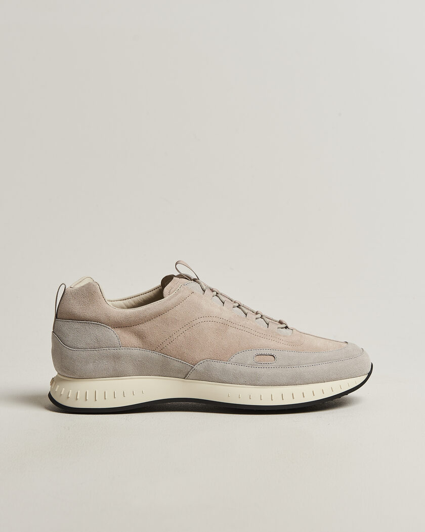 John Lobb Laced Running Sneakers Sand Suede – Grau