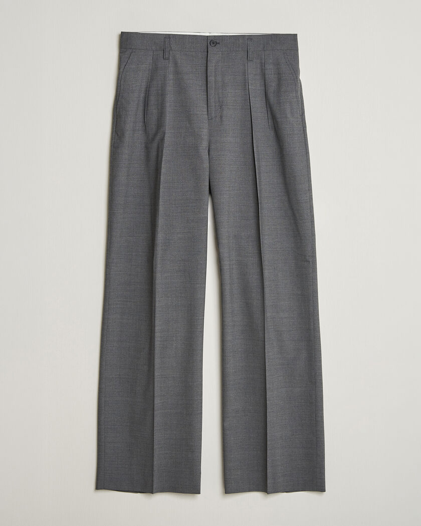 Filippa K Milo Wide Wool Pinstriped Trousers Mid Grey – Grau