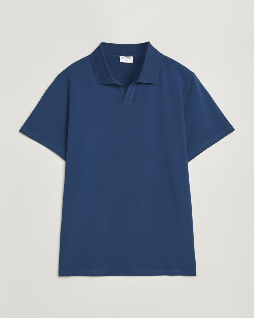Filippa K Soft Lycra Polo T-Shirt Night Teal – Blau