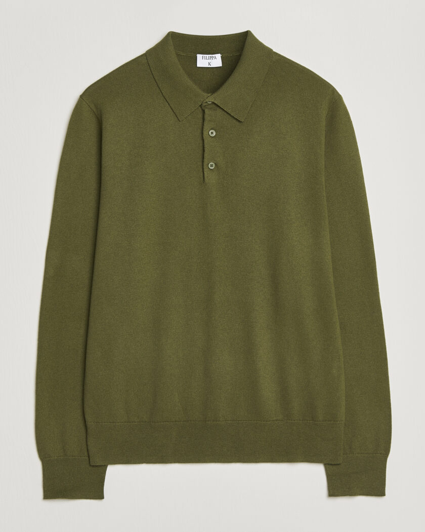 Filippa K Knitted Polo Shirt Laurel Green – Grün
