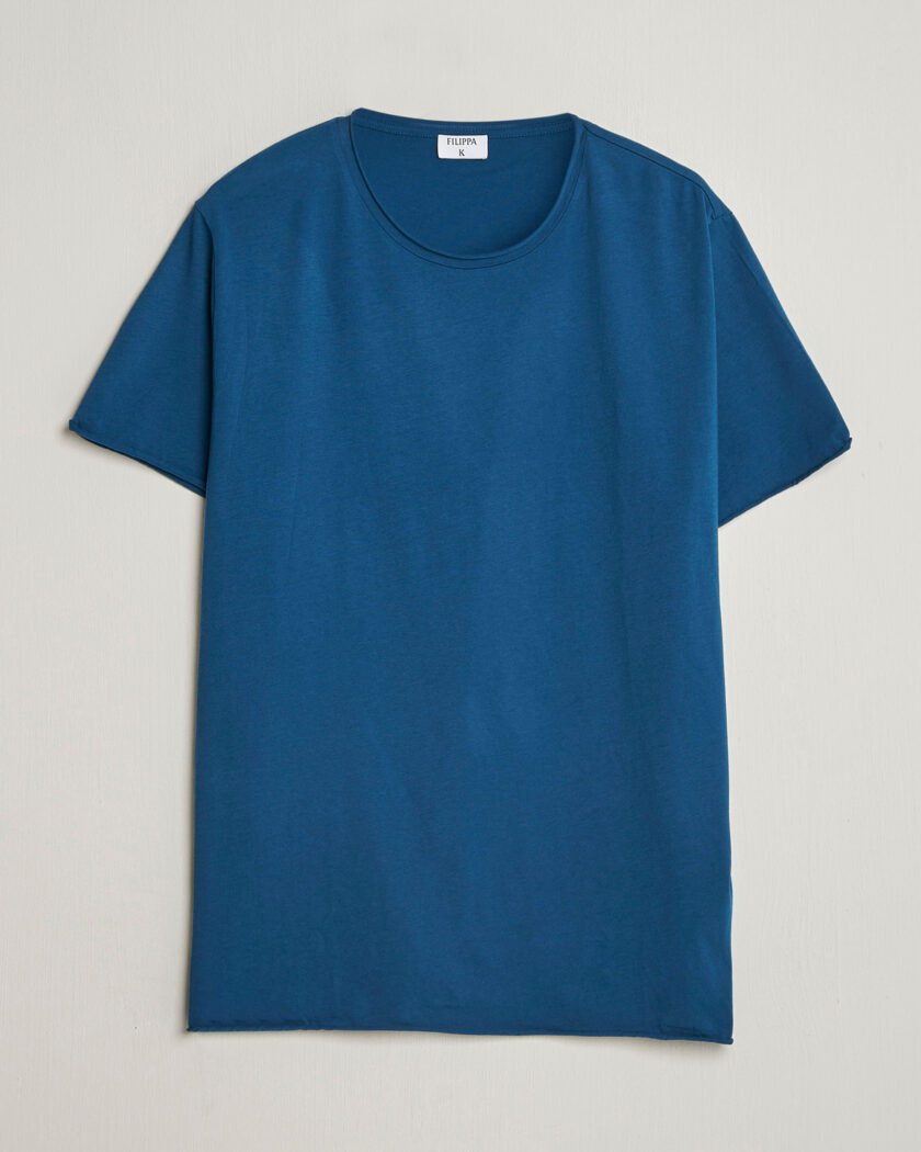 Filippa K Roll Neck Crew Neck T-Shirt Night Teal – Blau