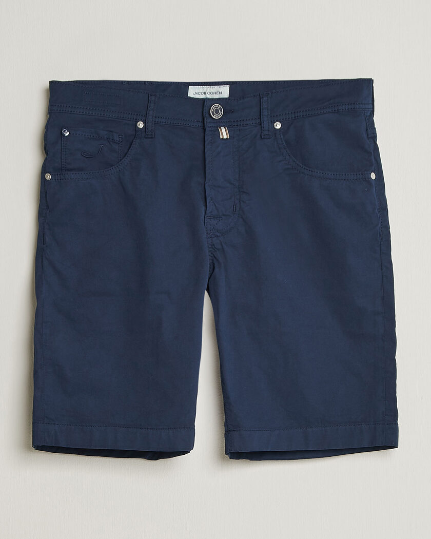 Jacob Cohën Nicolas Cotton Gabardine Shorts Navy – Blau