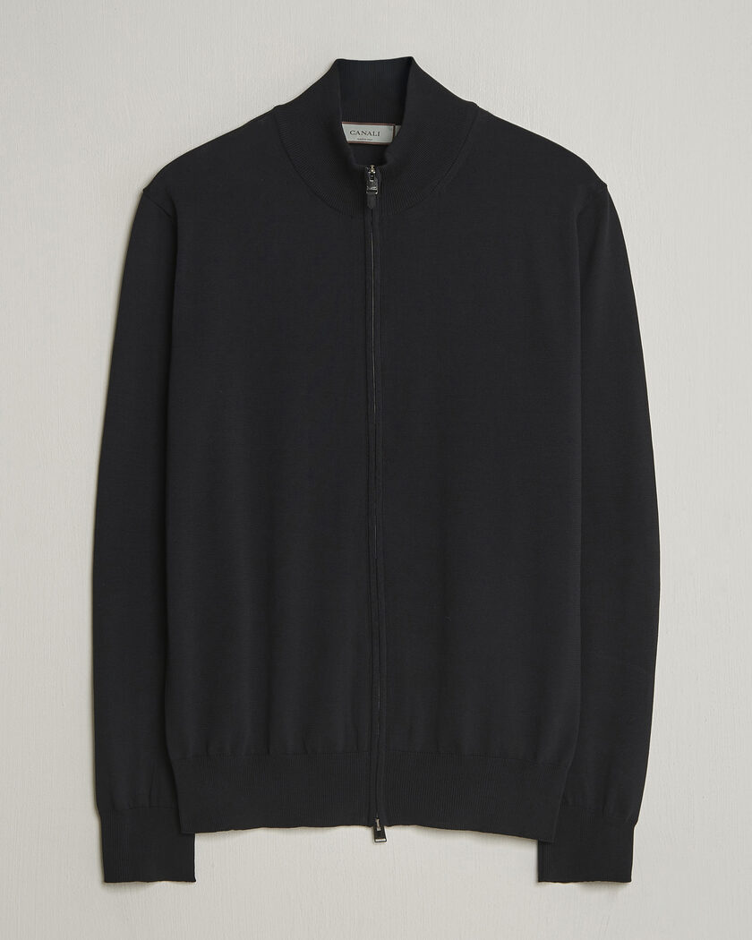 Canali Cotton Full Zip Black – Schwarz