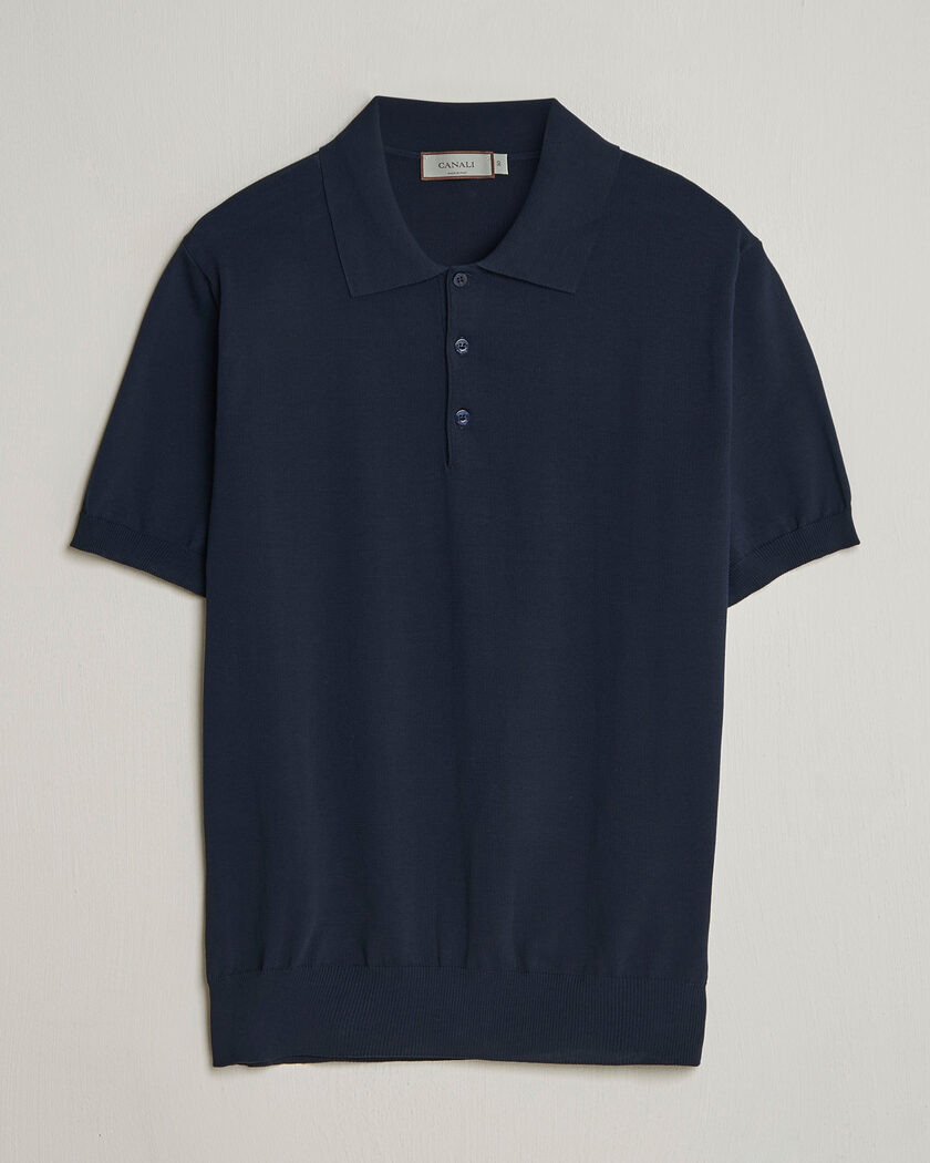 Canali Cotton Short Sleeve Polo Navy – Blau