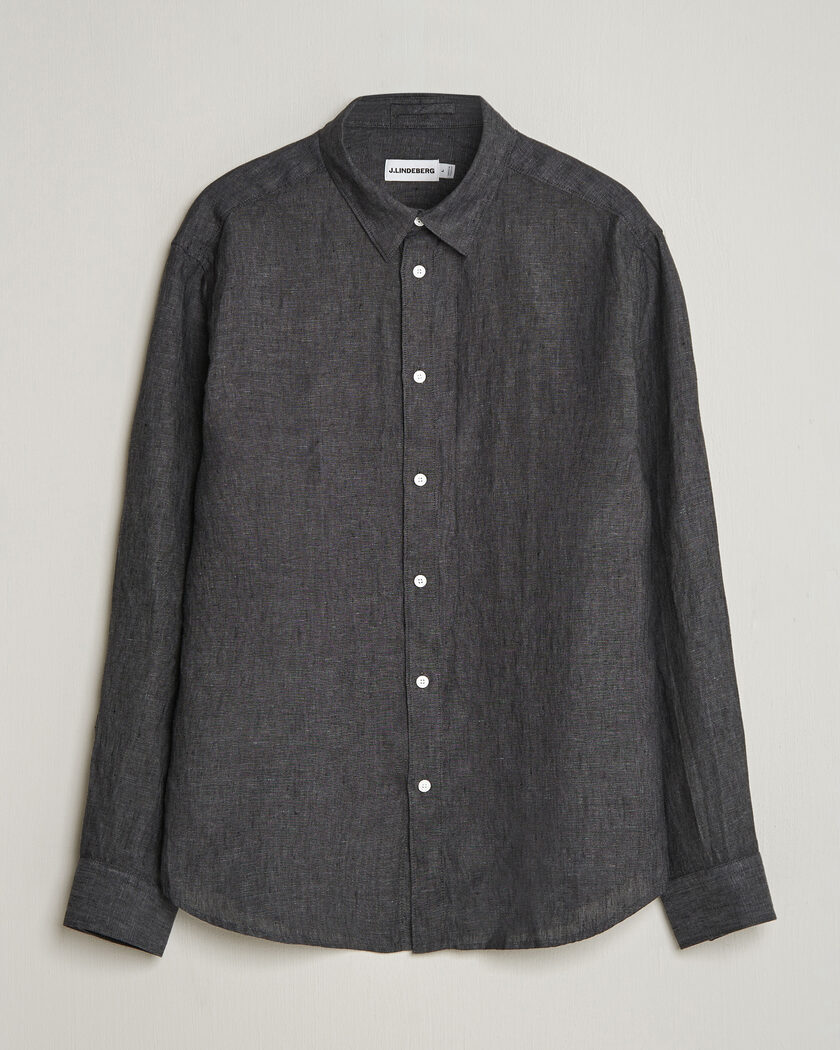 J.Lindeberg Marlon Linen Melange Shirt Black – Schwarz