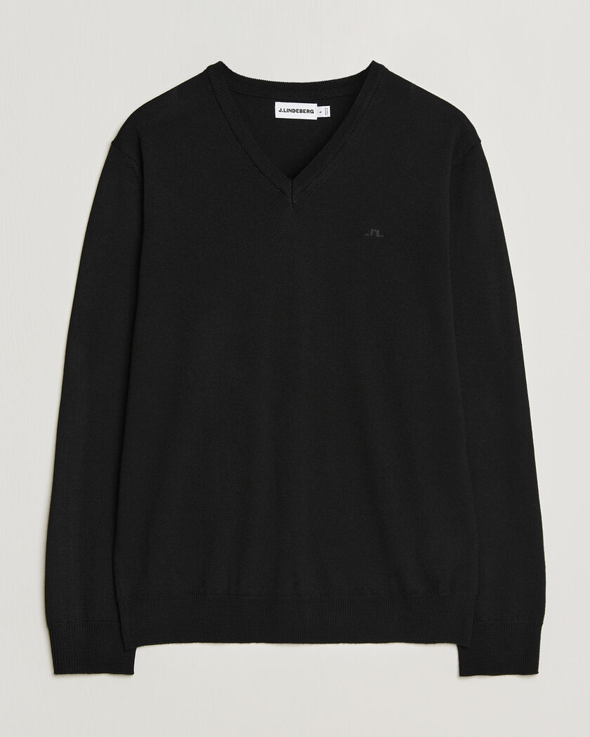 J.Lindeberg Lymann Merino V-Neck Pullover Black – Schwarz
