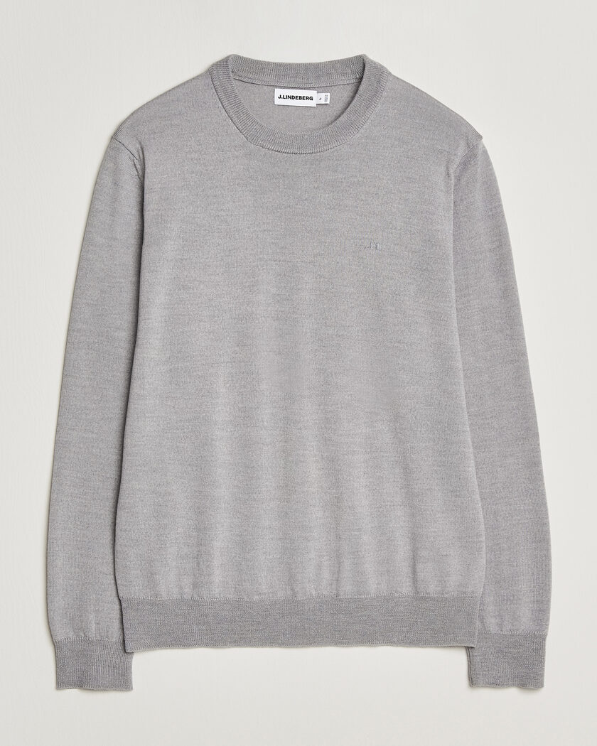 J.Lindeberg Keane Merino Crew Neck Pullover Light Grey Melange – Grau