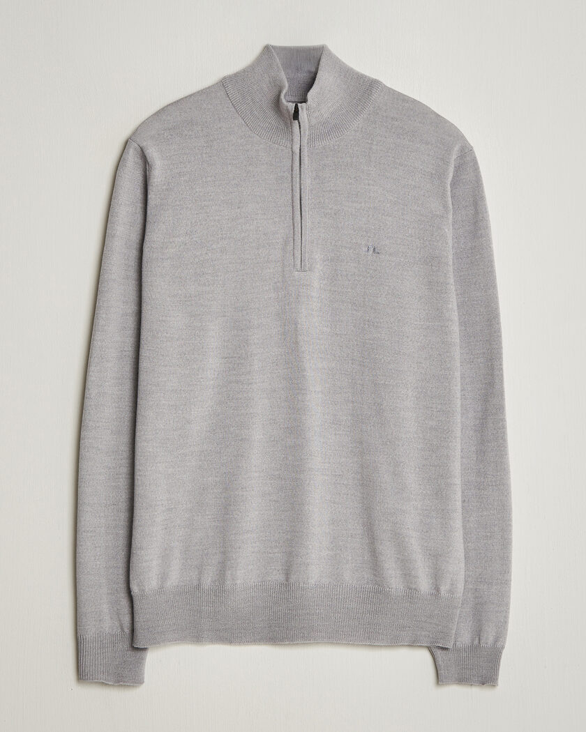 J.Lindeberg Kiyan Merino Half Zip Light Grey Melange – Grau