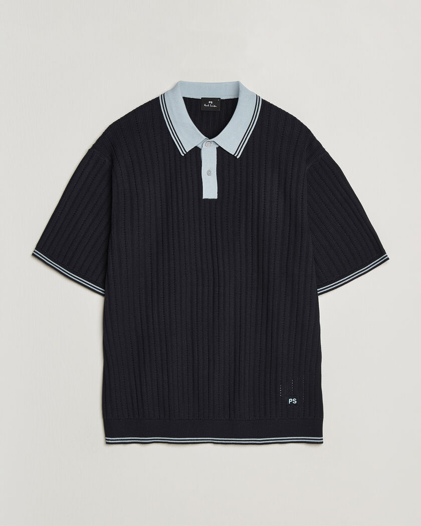 PS Paul Smith Cotton Knitted Polo Navy – Blau
