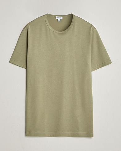  Sunspel Crew Neck Q82 Cotton T-Shirt Pistachio – Grün