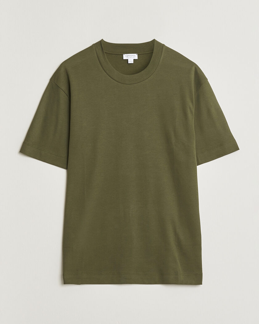 Sunspel Heavy Weight Supima Cotton T-Shirt Deep Olive – Grün