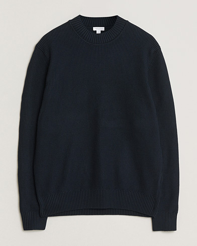 Sunspel Cotton Stitch Mock Neck Navy – Blau