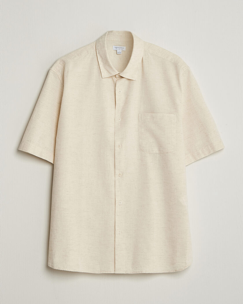 Sunspel Natural Texture Linen Shirt Ecru – Weiß
