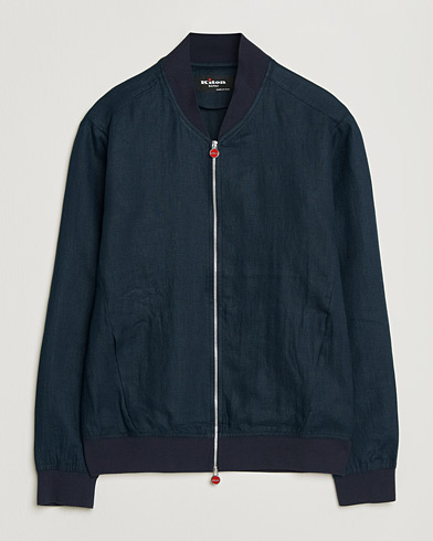 Kiton Unlined Linen Bomber Jacket Navy – Blau
