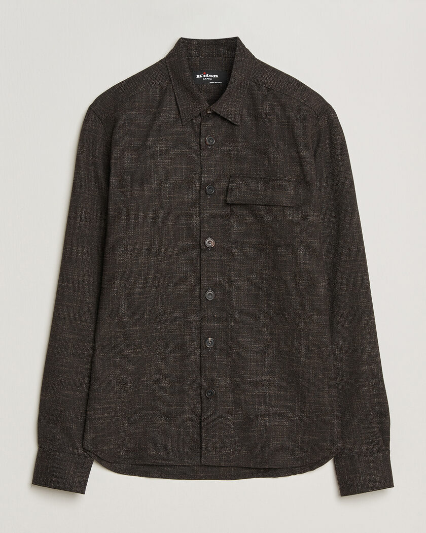 Kiton Virgin Wool Overshirt Dark Brown – Braun