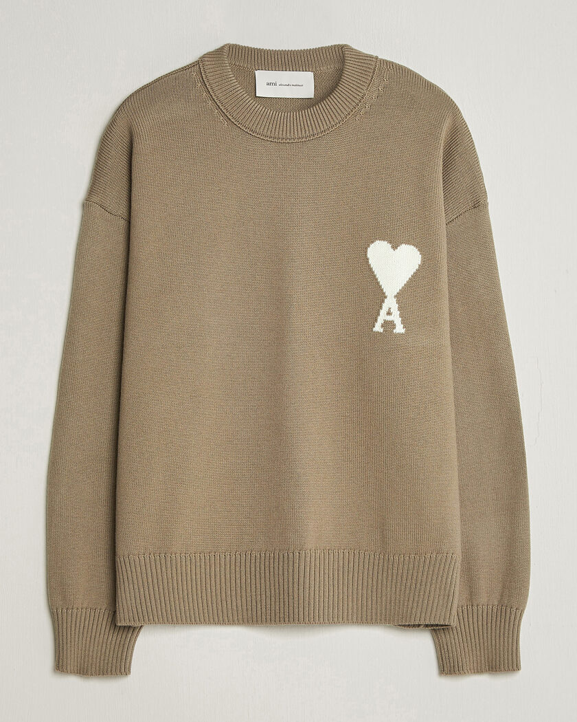 AMI Big Heart Wool Sweater Beige – Beige