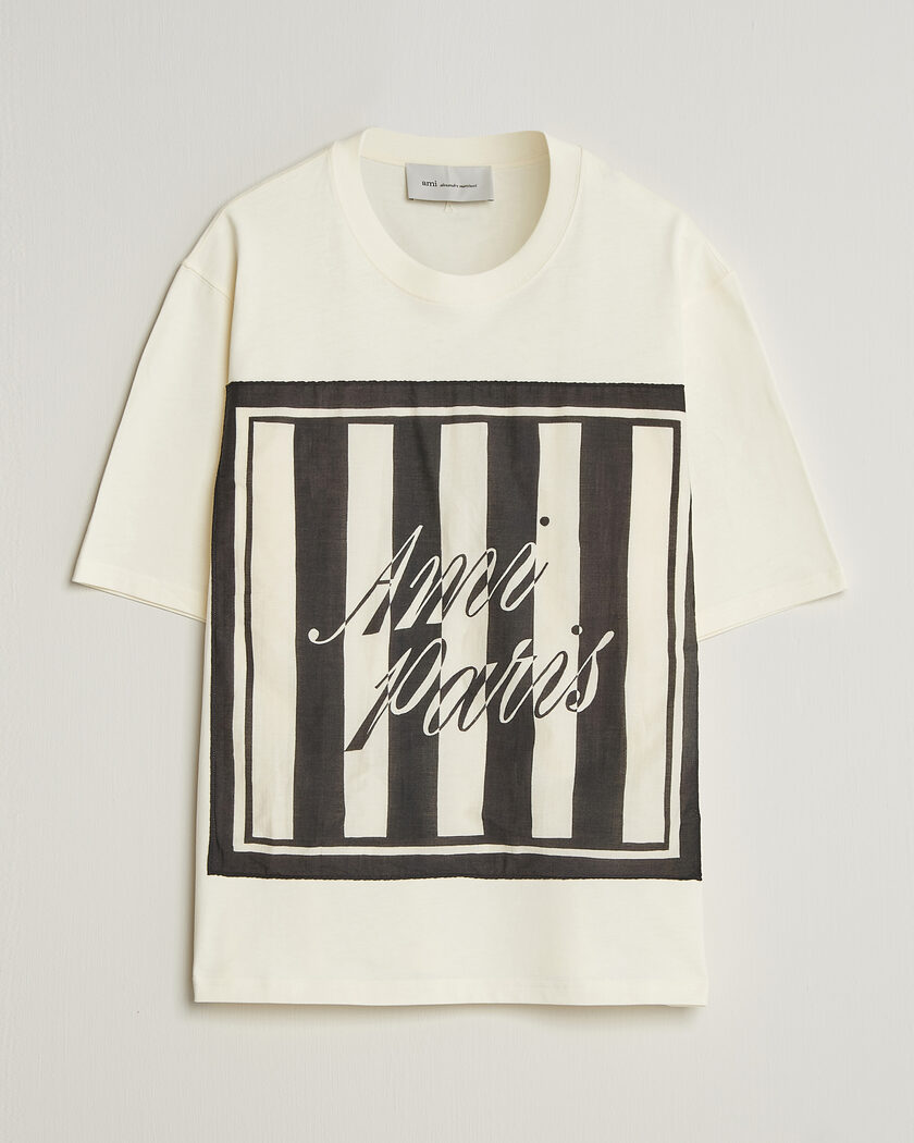 AMI Boxy Fit Printed T-Shirt Creme – Weiß