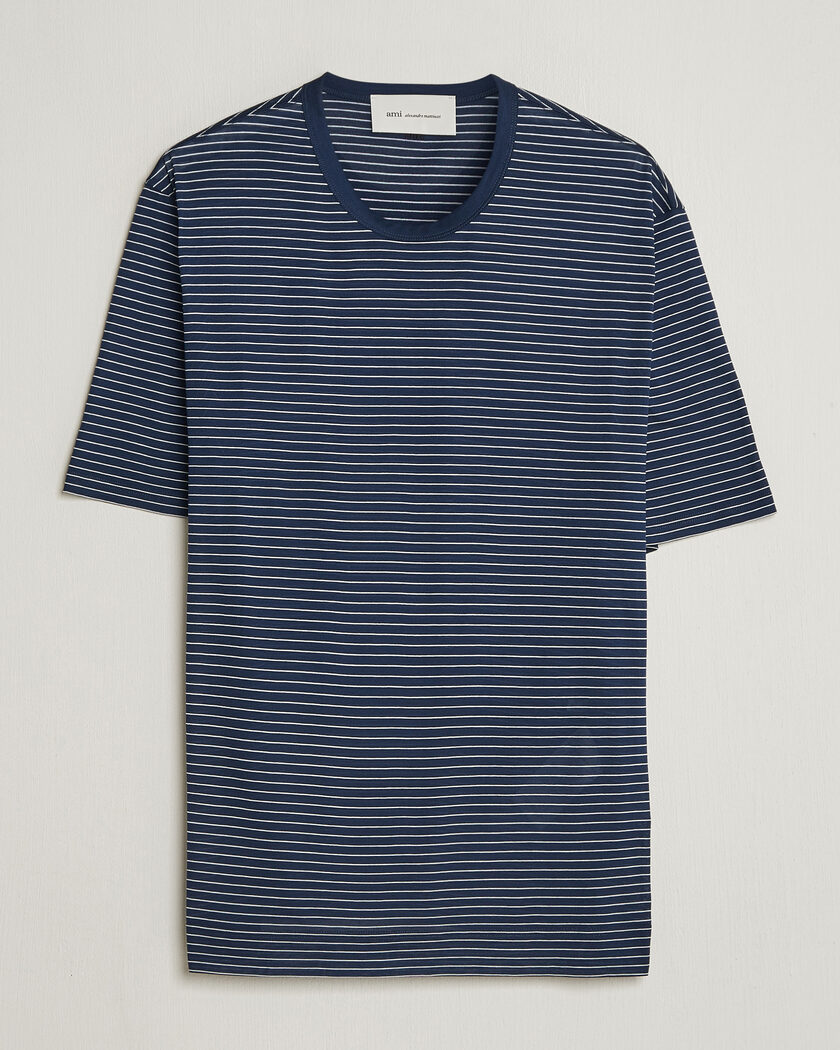 AMI Striped T-Shirt Navy/White – Blau
