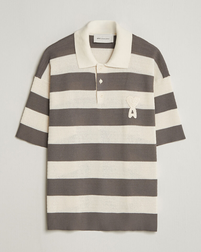 AMI Striped Polo White/Grey – Weiß