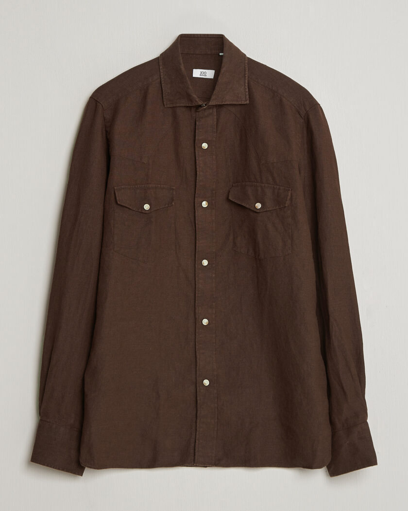 100Hands Two Pocket Western Linen Shirt Chocolate – Braun