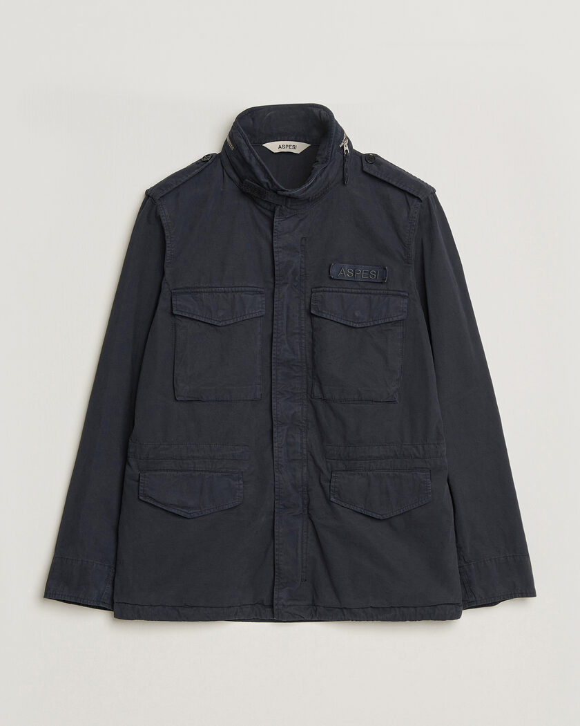 Aspesi Washed Cotton Field Jacket Navy – Blau