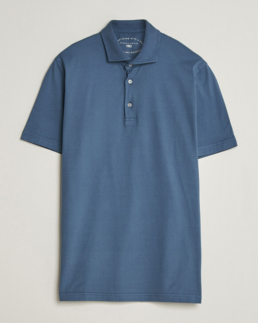 Fedeli Zero Organic Cotton Polo Steel Blue – Blau