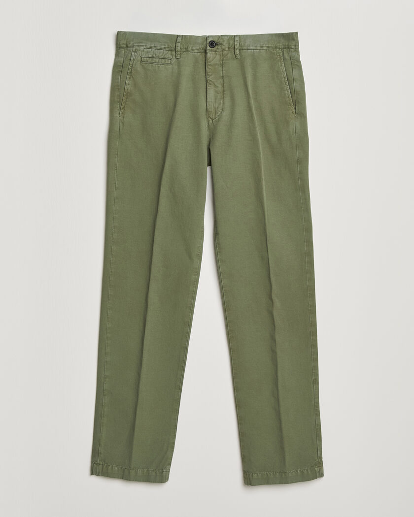 Incotex Regular Fit Cotton/Linen Slacks Military – Grün