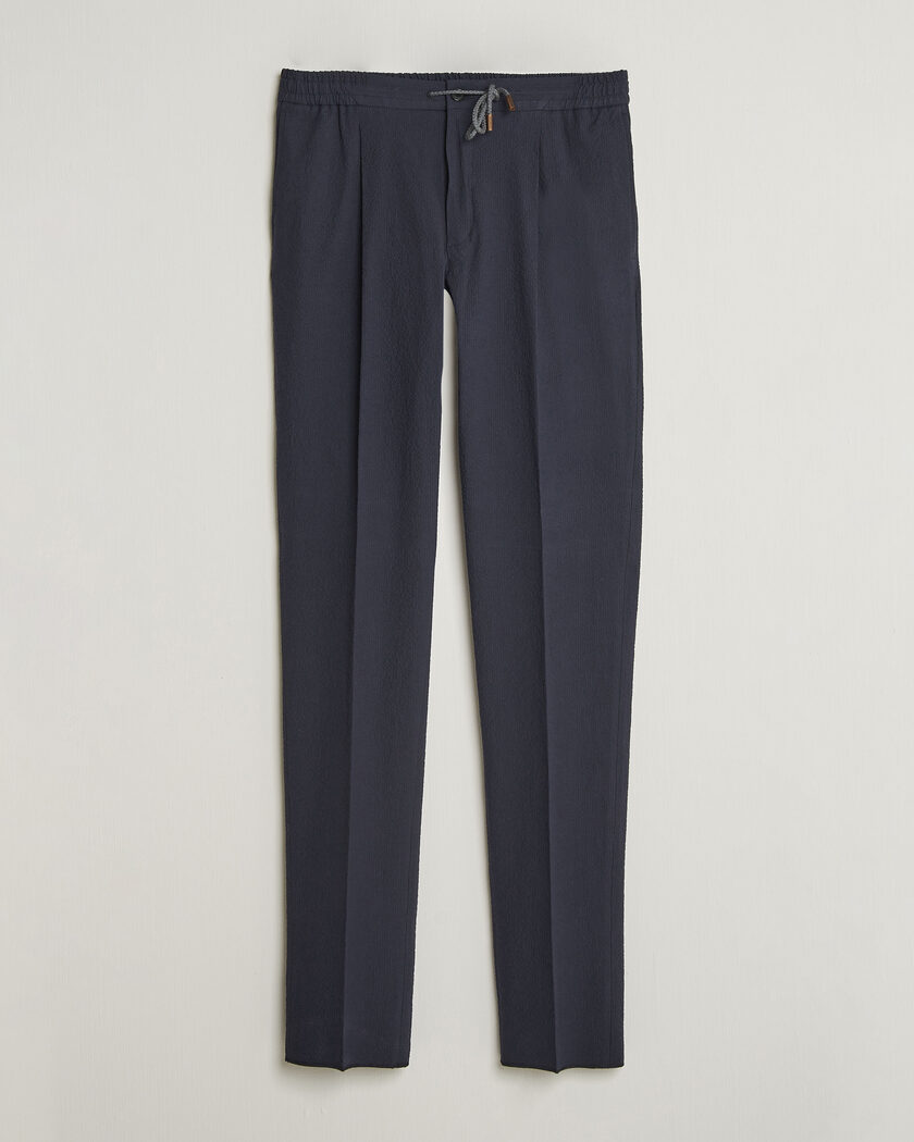 Incotex Tapered Fit Seersucker Pants Navy – Blau