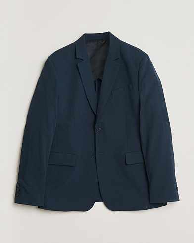Palmes Single Breasted Cotton Blazer Navy – Blau