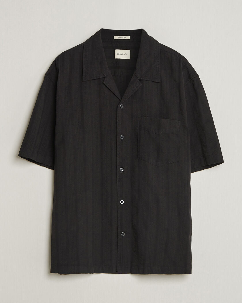 Gant Relaxed Fit Dobby Striped Camp Shirt Black – Schwarz