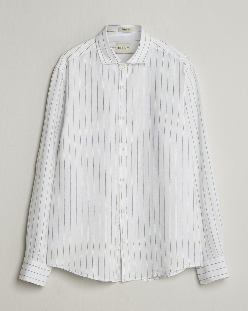 GANT Regular Fit Linen Striped Shirt White – Weiß