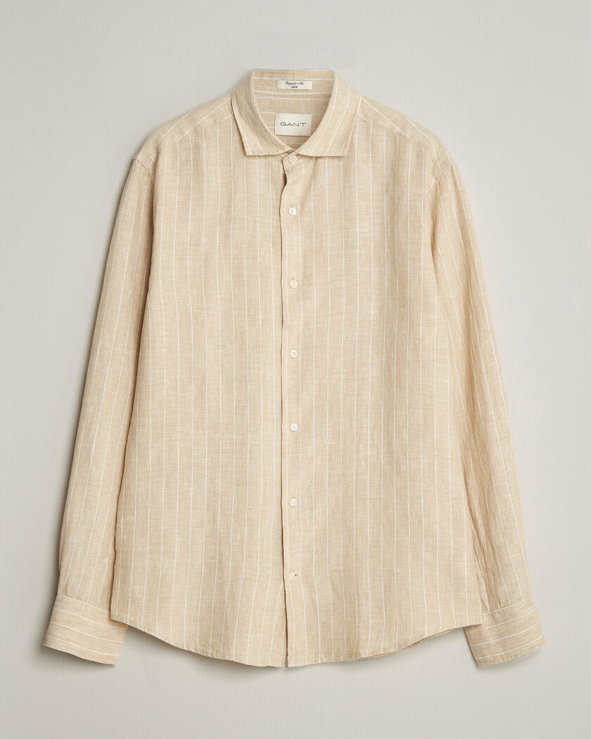 GANT Regular Fit Linen Striped Shirt Oat Beige – Beige