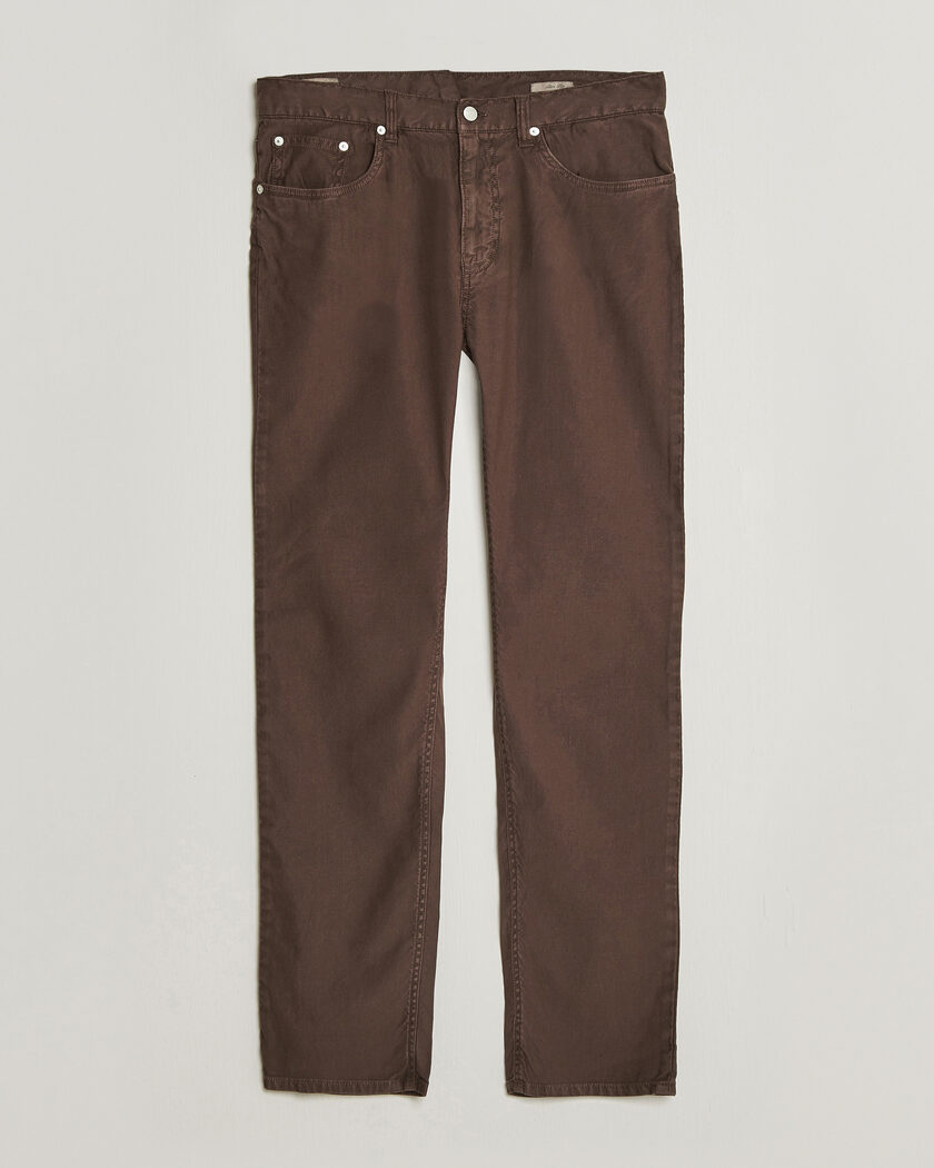 Gant Slim Fit Cotton/Linen 5-Pocket Pants Rich Brown – Braun