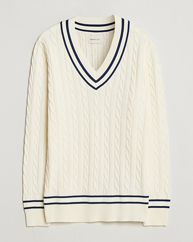 GANT Cotton Cable Cricket Sweater Cream – Weiß