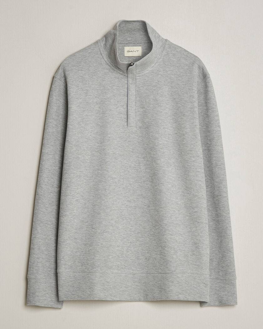 Gant Light Sacker Rib Half Zip Grey Melange – Grau