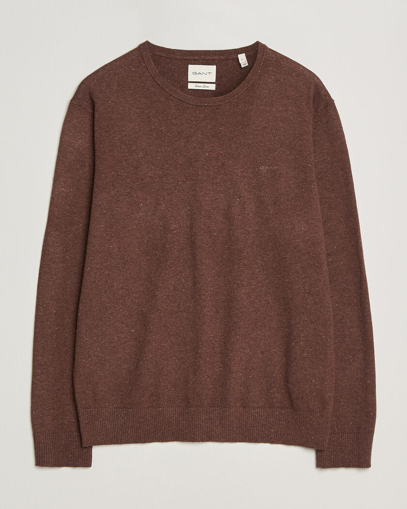 GANT Cotton/Linen Slub Knitted Sweater Hazelnut Melange – Braun