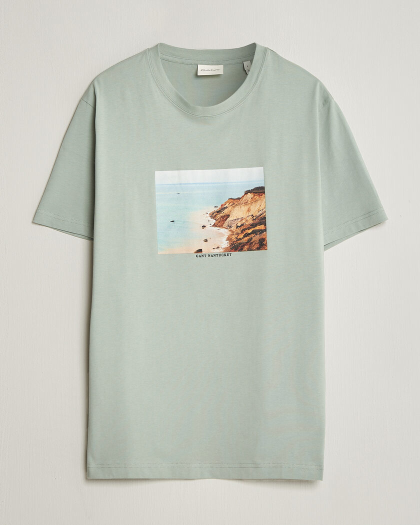 GANT Scenery Graphic Crew Neck T-Shirt Ceramic Grey – Grün