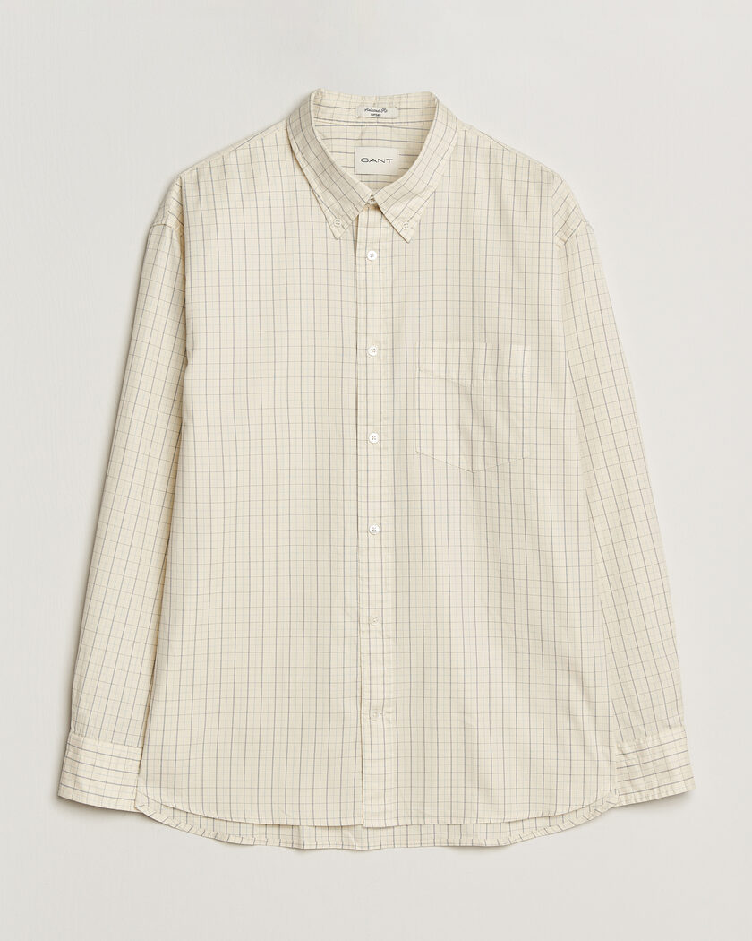 GANT Relaxed Fit Dreamy Oxford Checked Shirt Creamed White – Weiß