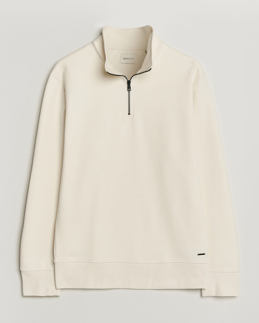 GANT Interlock Half Zip Creamed White – Weiß