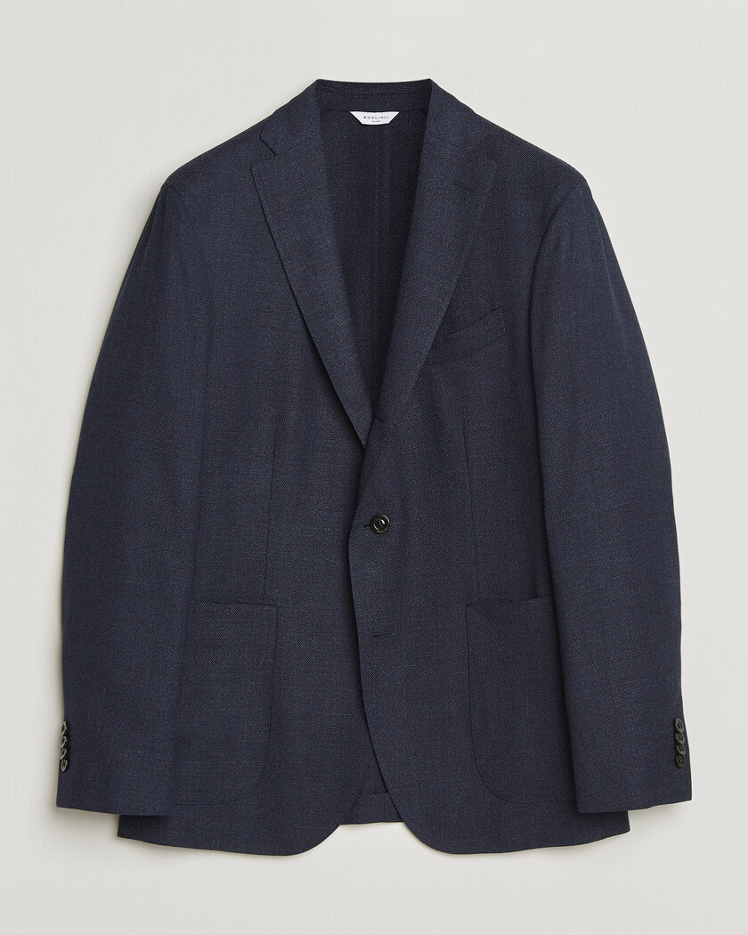 Boglioli K Jacket Wool Hopsack Blazer Dark Blue – Blau