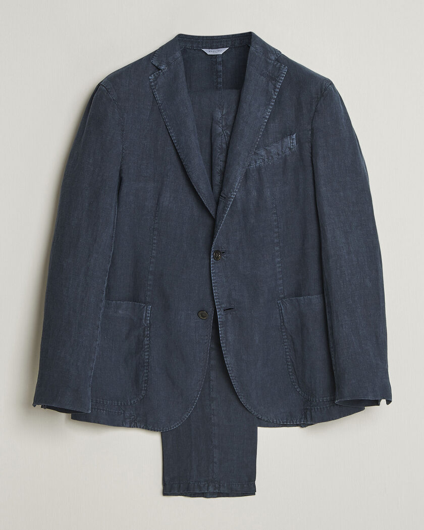 Boglioli K Jacket Linen Suit Navy – Blau