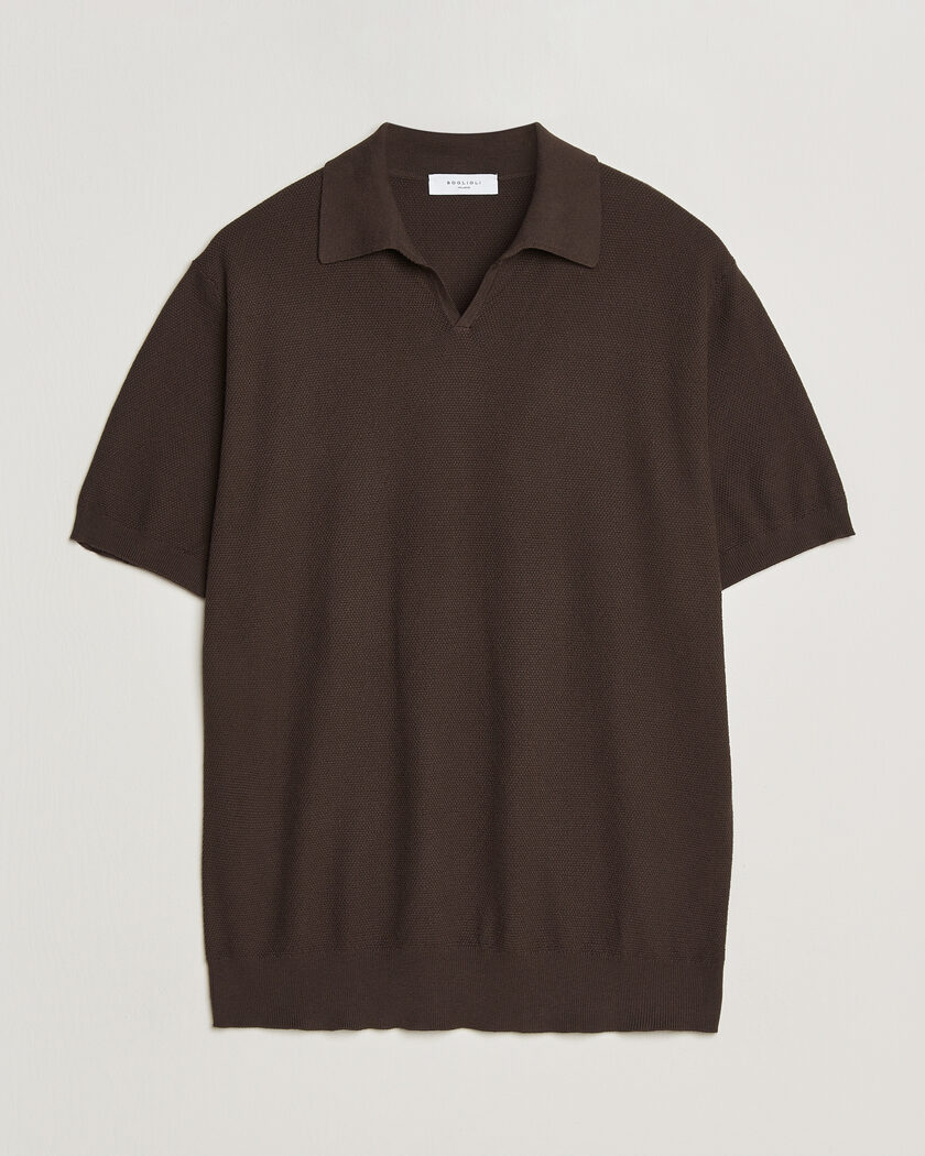  Boglioli Short Sleeve Polo Piquet Brown – Braun