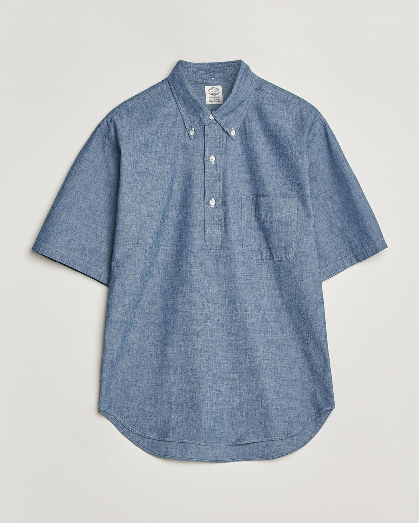  Kamakura Shirts Vintage Ivy Half Sleeve Chambray Popover Blue – Blau