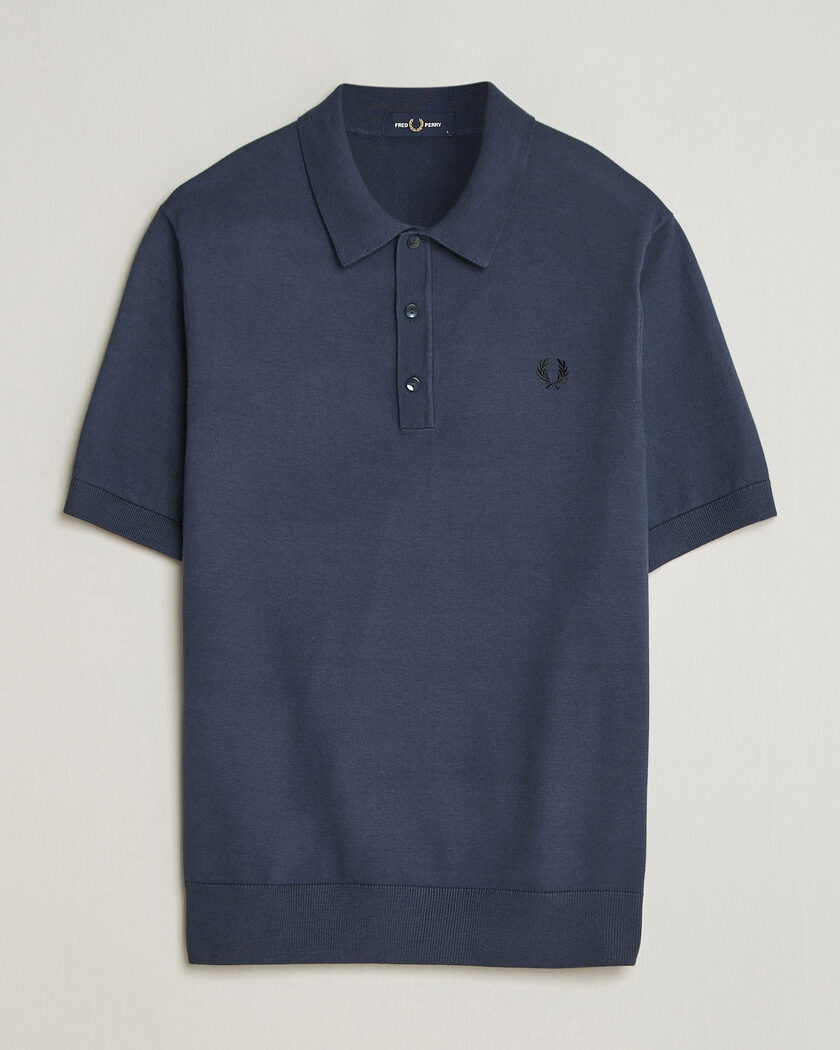 Fred Perry Cotton Knitted Polo Dark Airforce – Grau