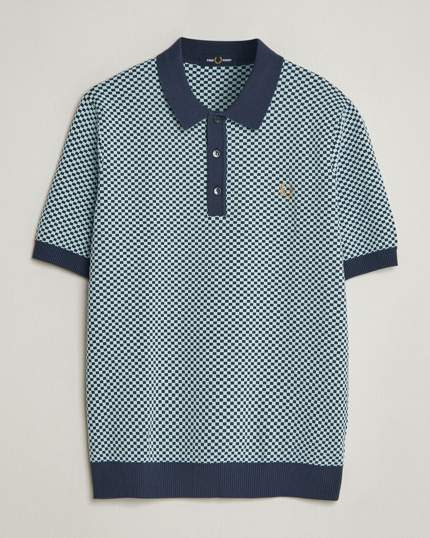 Fred Perry Checkboard Knitted Polo Dark Airforce – Blau