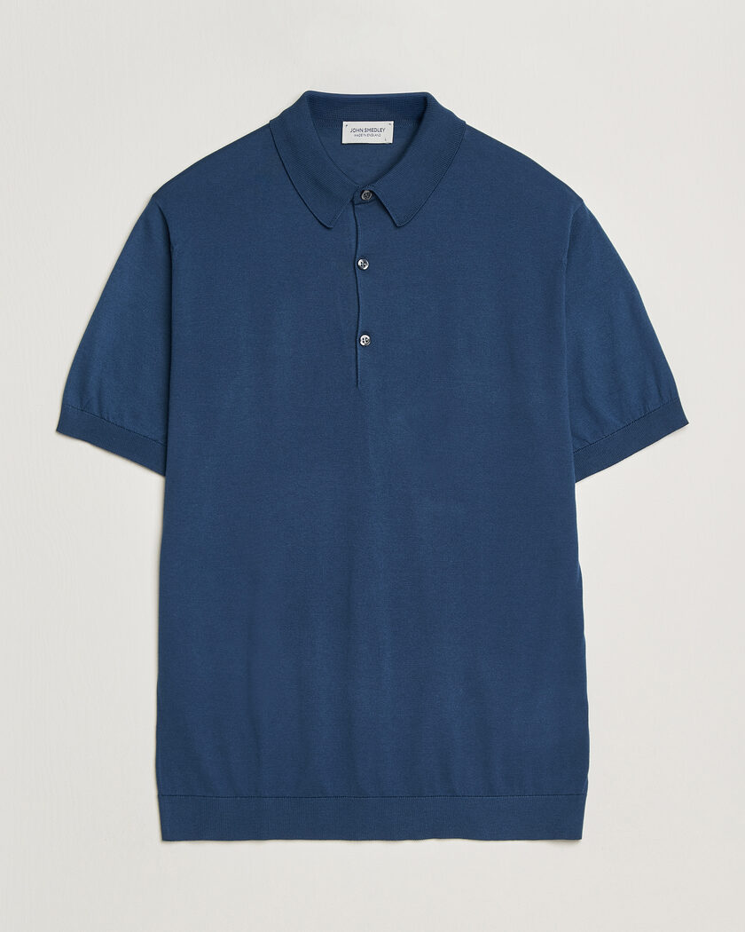 John Smedley Adrian Slim Fit Sea Island Cotton Polo Delft Blue – Blau